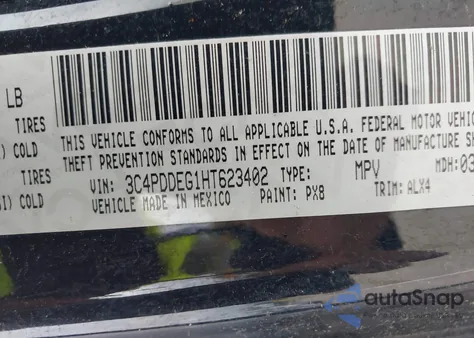 2017 Dodge Journey Gt Awd from USA, damaged, VIN 3C4PDDEG1HT623402